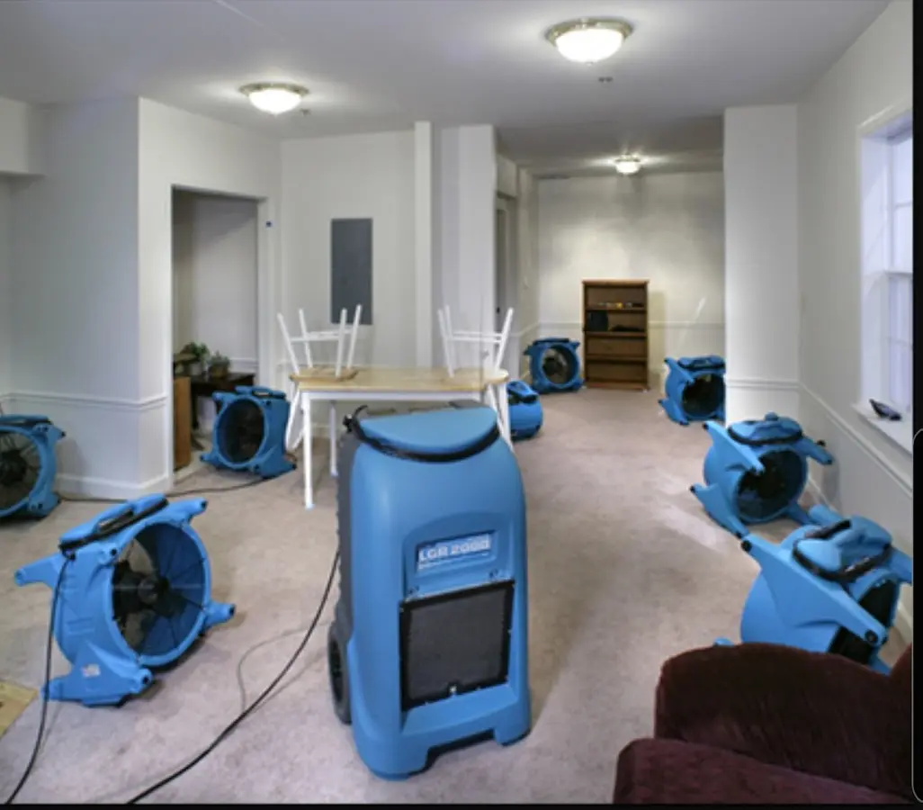 Air movers and dehumidifier setup for Water Extraction & Removal in Bellefontaine